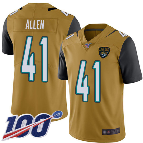 Nike Jaguars 41 Josh Allen Gold Men Stitched NFL Limited Rush 100th Season Jersey